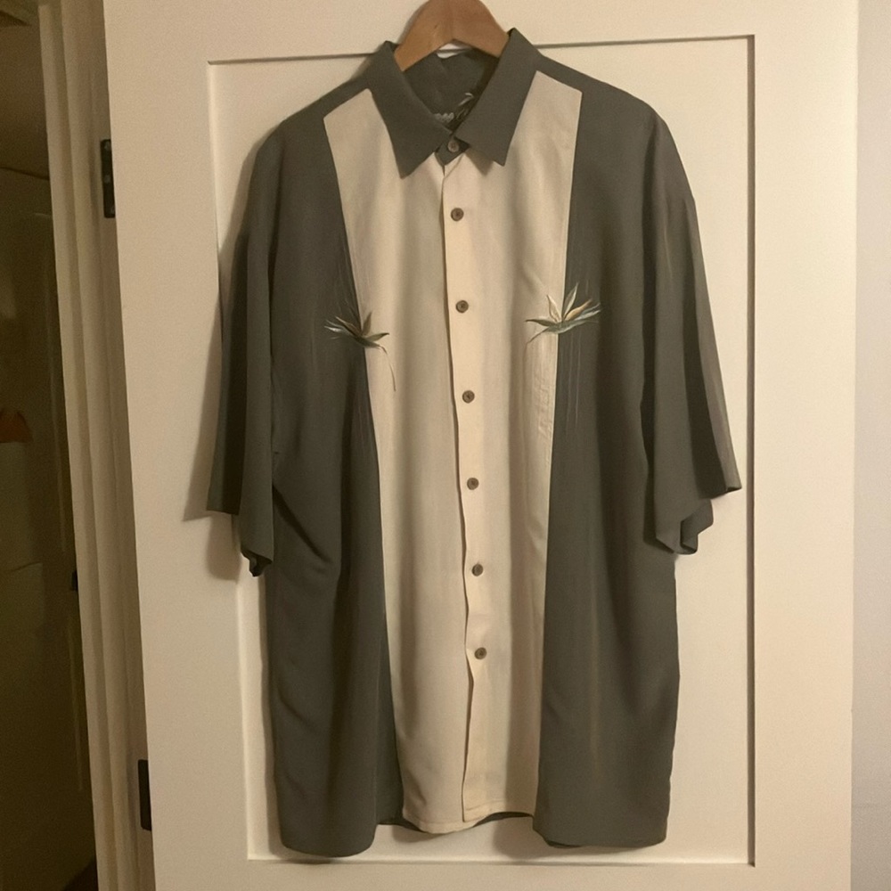 Bamboo Cay Bird of Paradise embroidered bowling resort shirt -XL